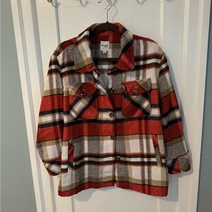 Kensie Rust and Brown Plaid Jacket